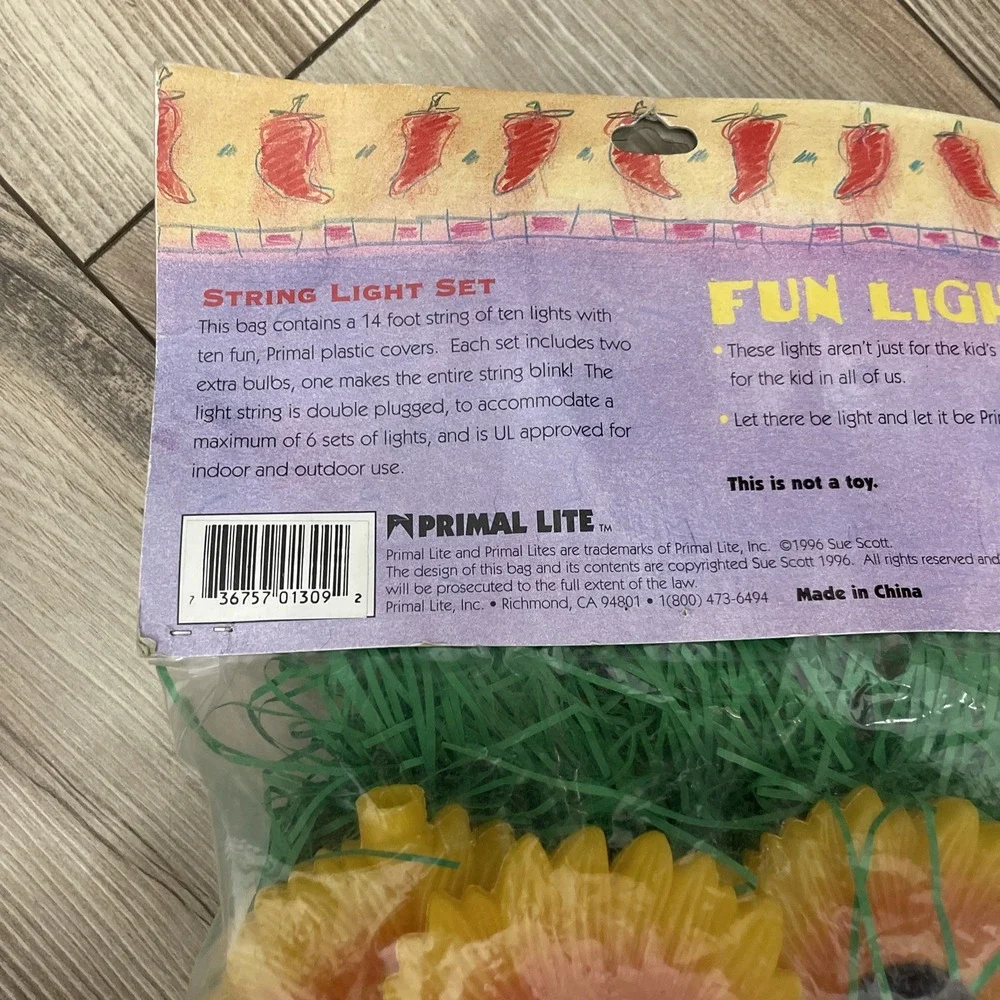 Sunflower String Lights Primal Lite Fun Lights Y2K 90s Bohemian 12‎ Ft
